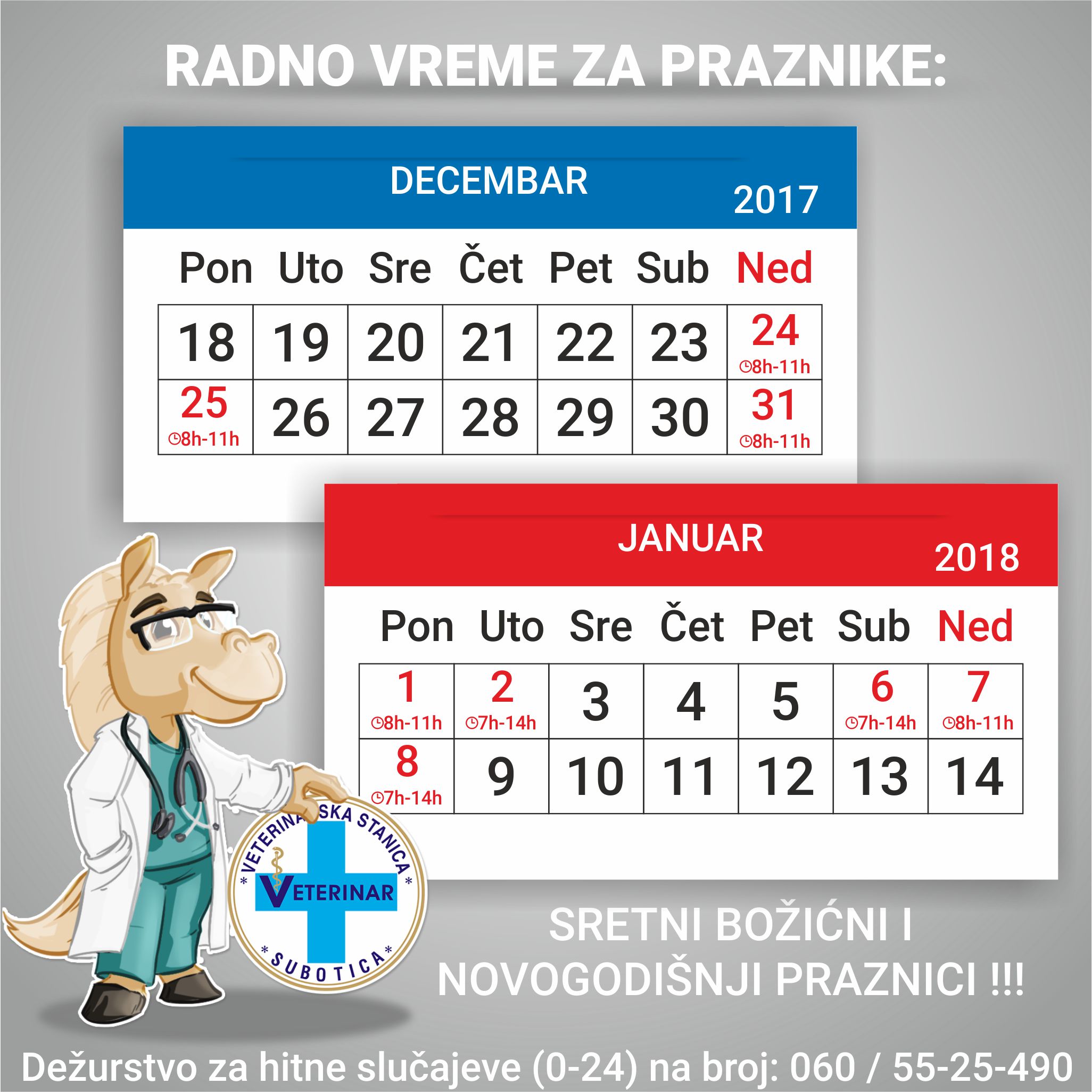 Radno vreme tokom novogodišnjih praznika Radno vreme tokom novogodišnjih praznika